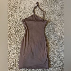 Princess Polly, brown body con dress with tie around halter neck